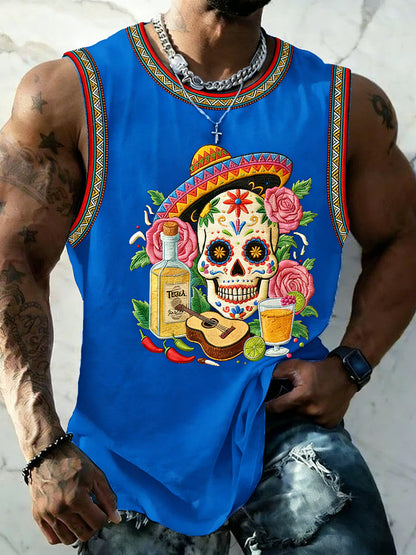 Men's Cinco De Mayo Print Sleeveless Vests