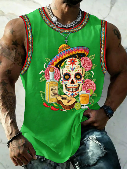 Men's Cinco De Mayo Print Sleeveless Vests