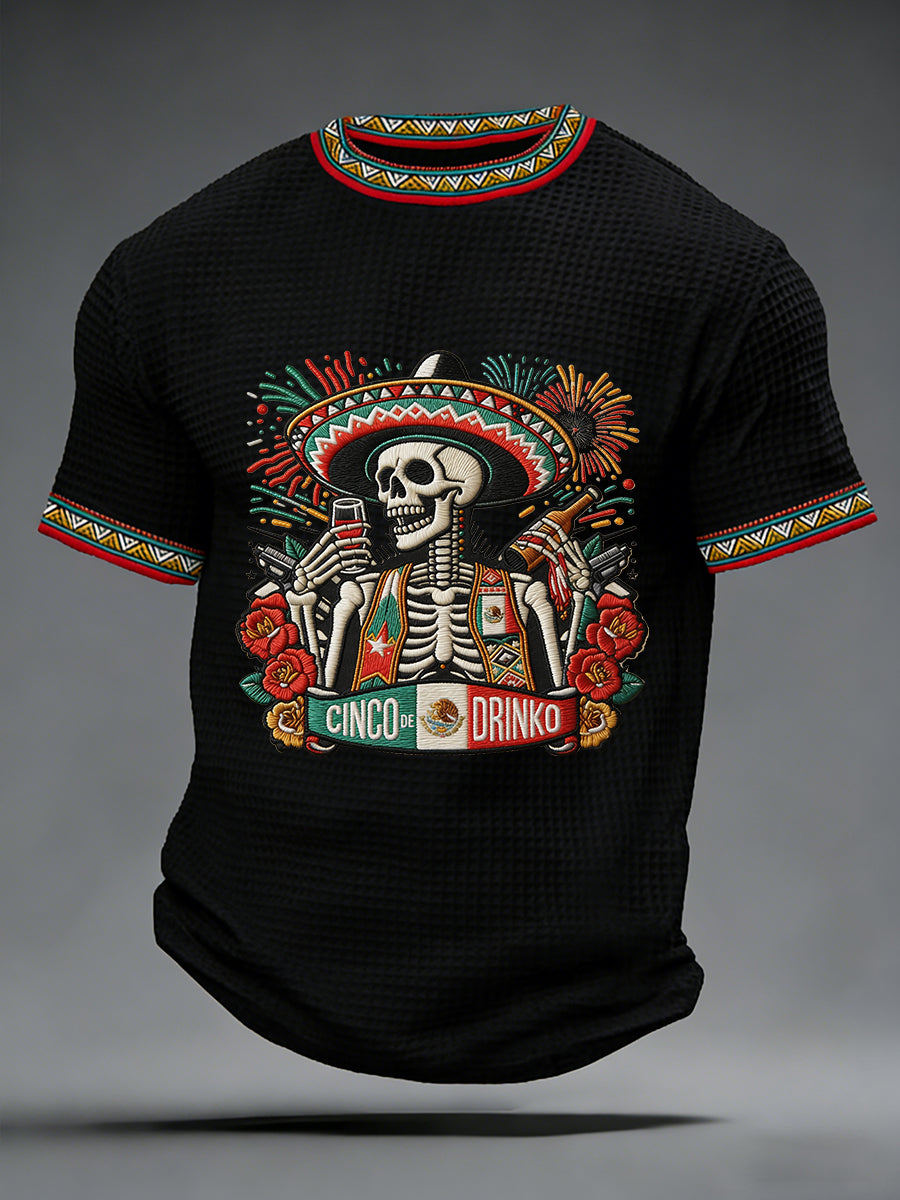 Men's Cinco De Mayo Print Waffle  Short-Sleeve T-shirt