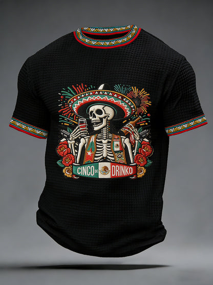 Men's Cinco De Mayo Print Waffle  Short-Sleeve T-shirt