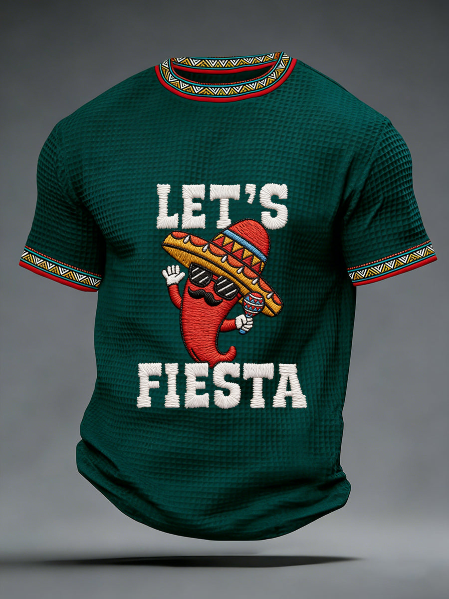 Men's Cinco De Mayo Print Waffle Short-Sleeve T-shirt