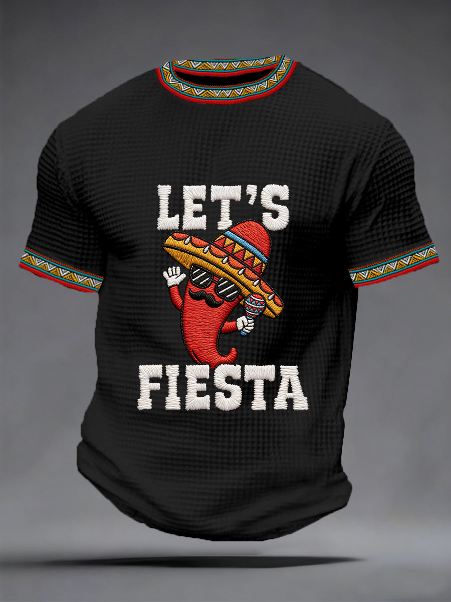 Men's Cinco De Mayo Print Waffle Short-Sleeve T-shirt