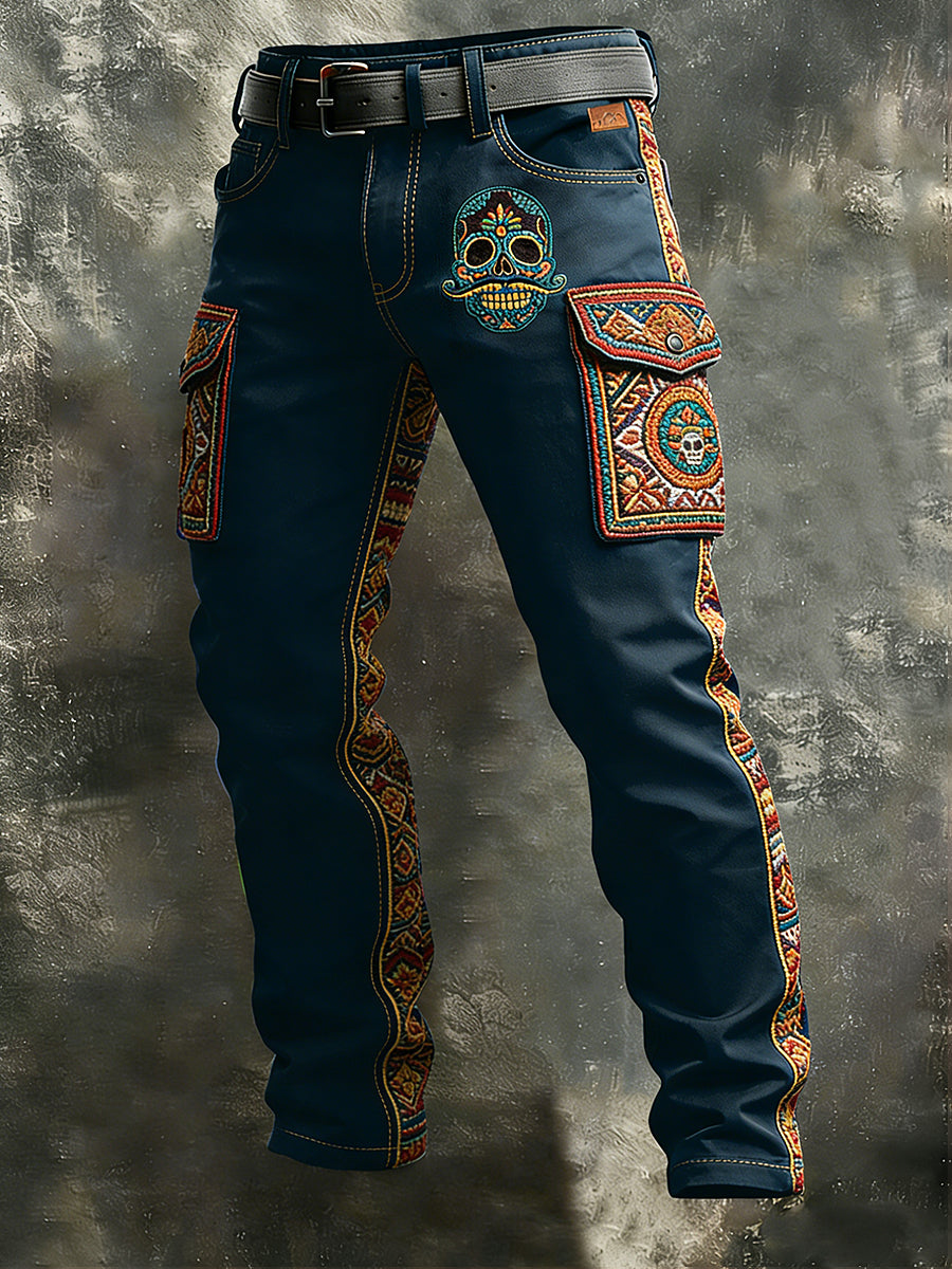 Men's Retro Vacation Business Cinco de Mayo Art Print Casual Workwear Trousers