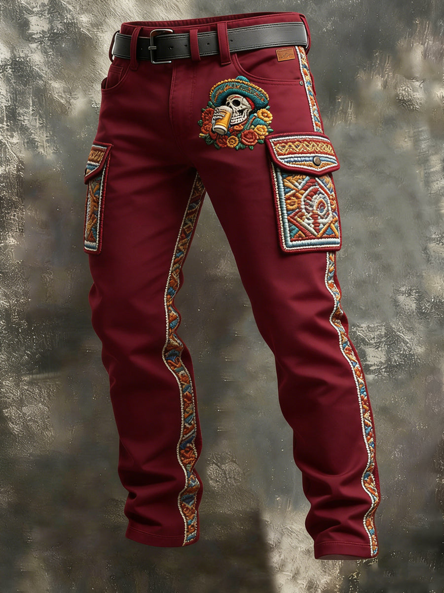 Men's Retro Vacation Business Cinco de Mayo Art Print Casual Workwear Trousers