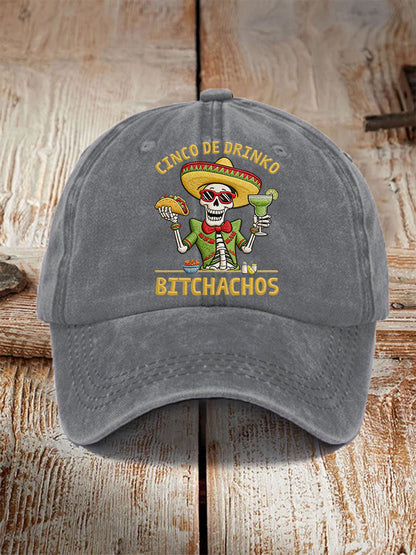 Unisex Funny Cinco De Mayo Bitchachos Skull Print Hat