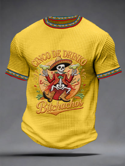Men's Cinco De Mayo Print Waffle Short-Sleeve T-shirt