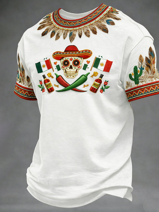 Retro Mexican Cinco de Mayo Art Print Casual T-Shirt