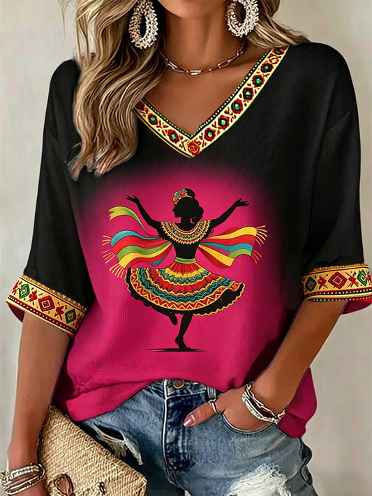 Retro Mexican Cinco de Mayo Art Print Casual Top