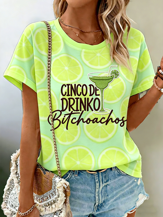 Women's Cinco De Drinko Bichoachos Short-sleeved T-shirt