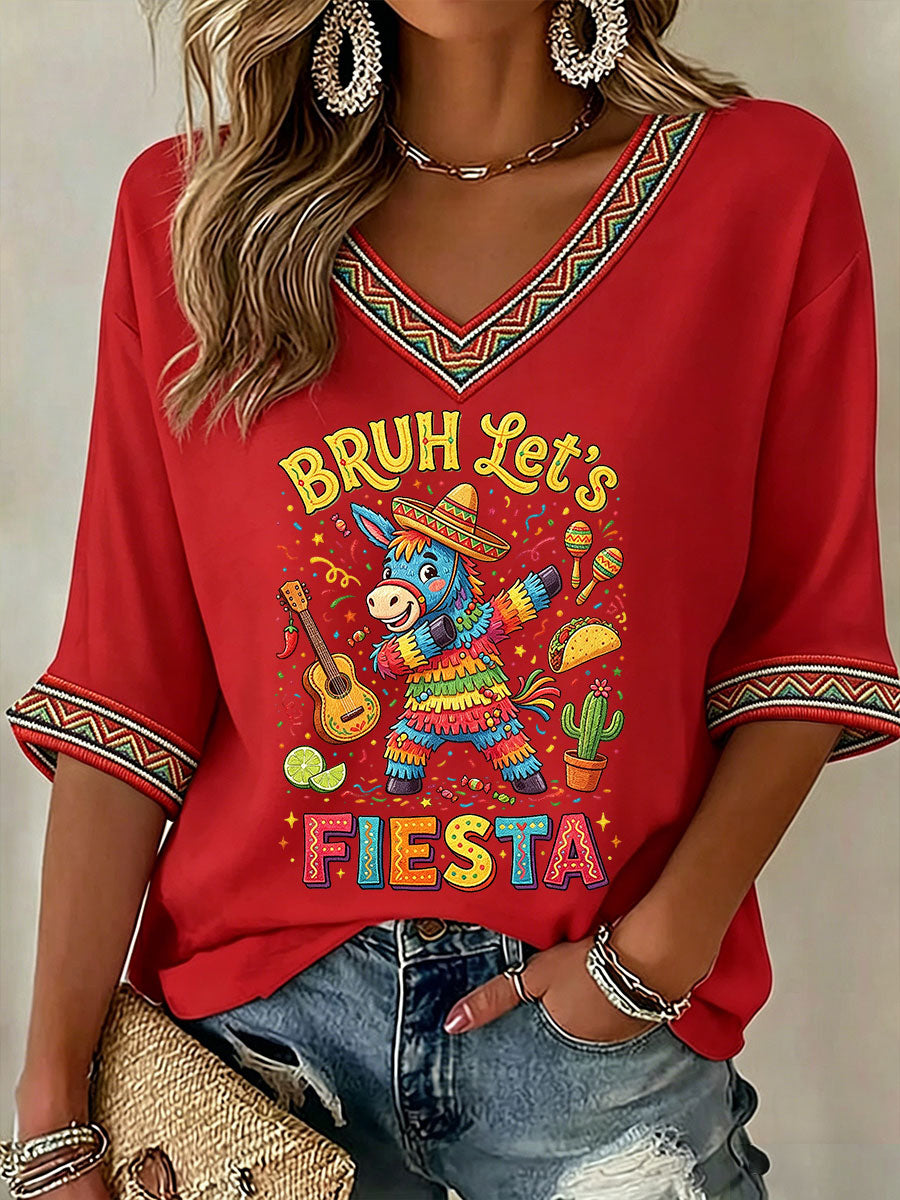 Women's Cinco de Mayo Print Casual T-shirt