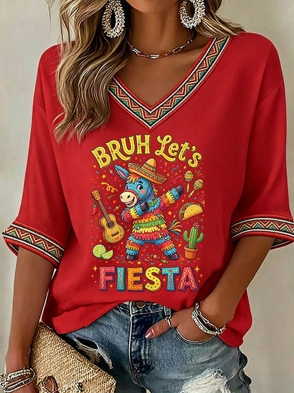 Women's Cinco de Mayo Print Casual T-shirt