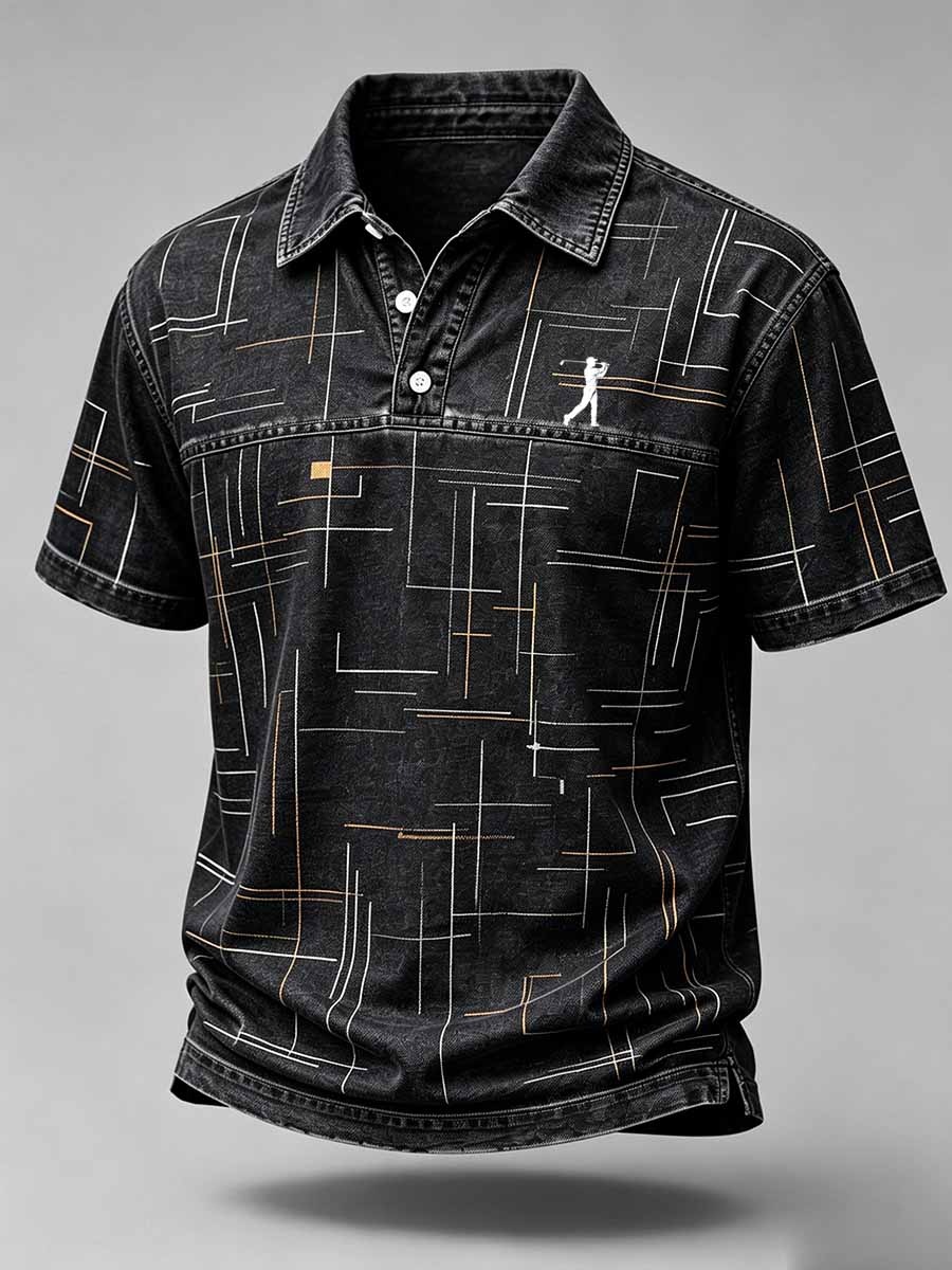Men's Vintage Business Style Printed Casual Polo Shirt