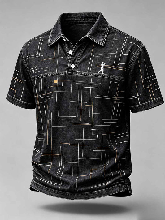 Men's Vintage Business Style Printed Casual Polo Shirt