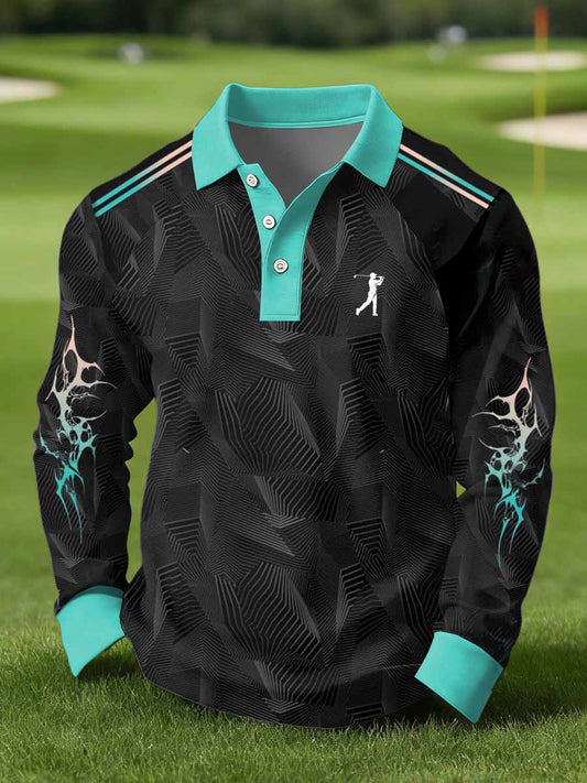 Men's Vintage Business Style Printed Casual Polo Shirt