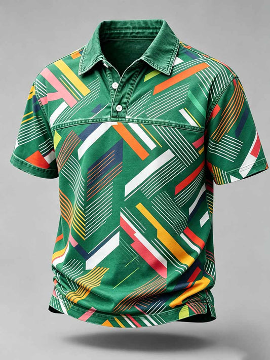 Men's Vintage Business Style Printed Casual Polo Shirt