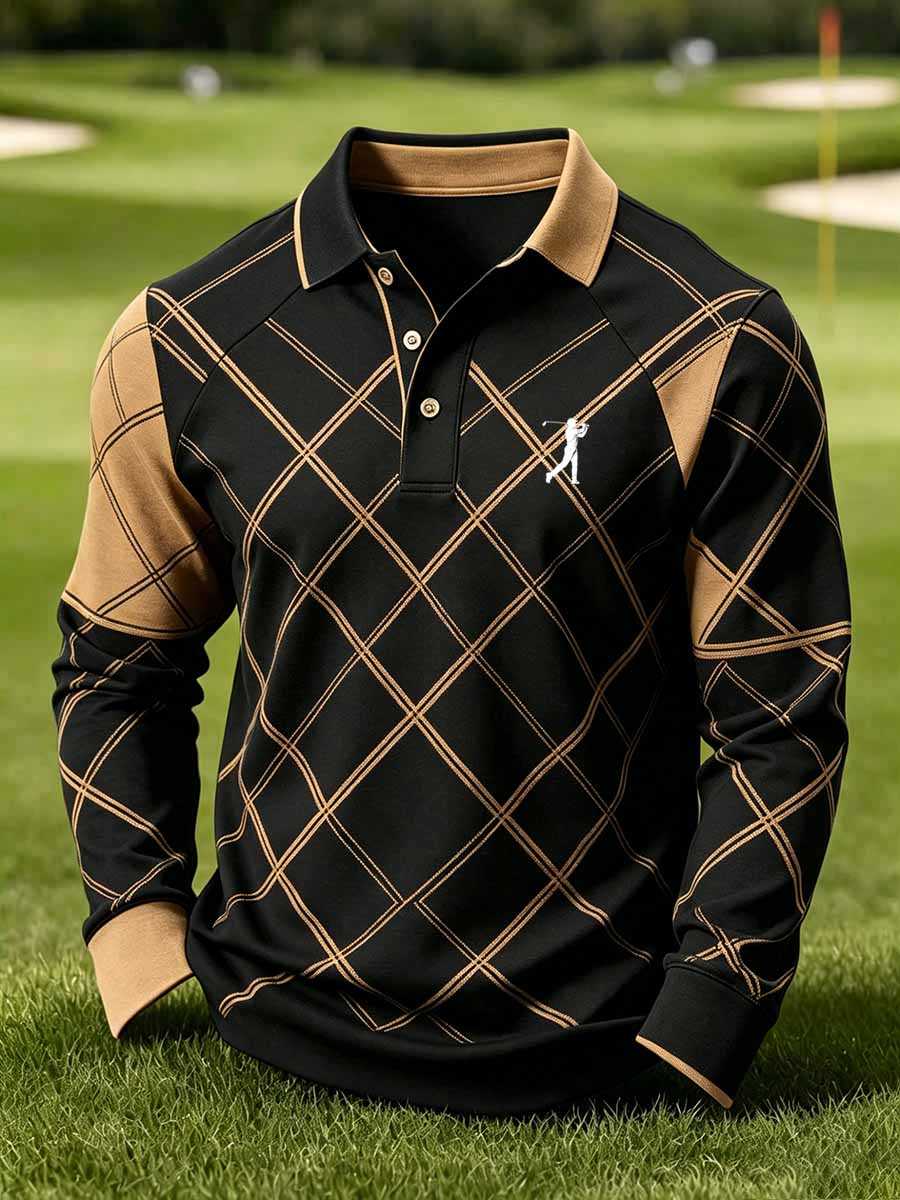 Men's Vintage Business Style Printed Casual Polo Shirt
