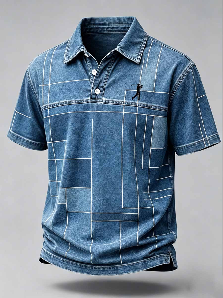Men's Vintage Business Style Printed Casual Polo Shirt
