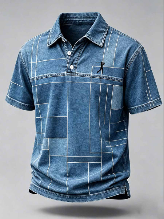 Men's Vintage Business Style Printed Casual Polo Shirt