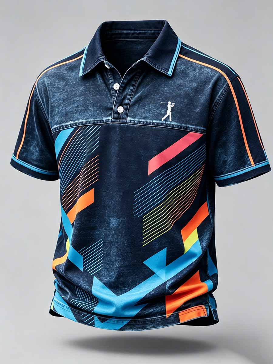 Men's Vintage Business Style Printed Casual Polo Shirt
