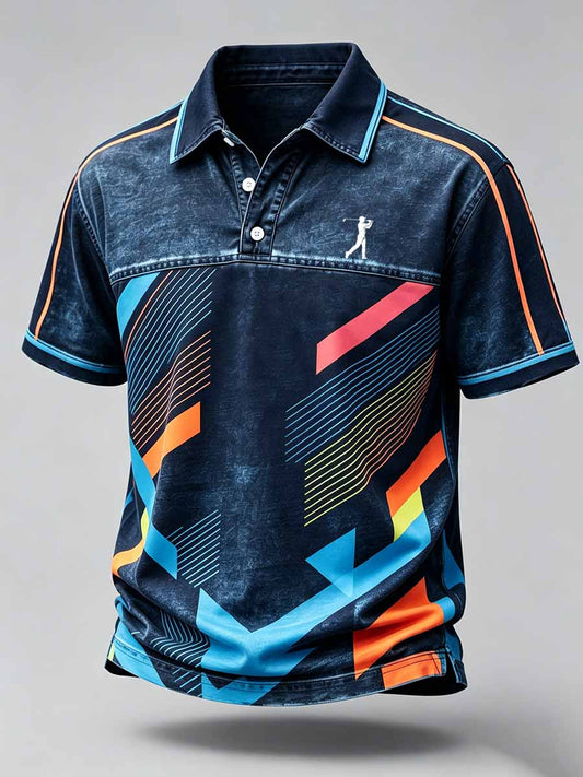 Men's Vintage Business Style Printed Casual Polo Shirt