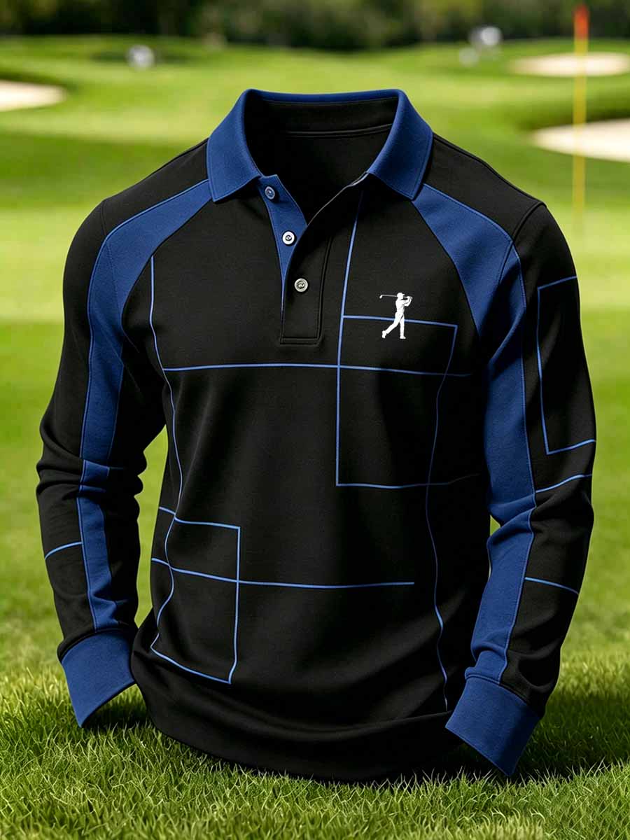 Men's Vintage Business Style Printed Casual Polo Shirt