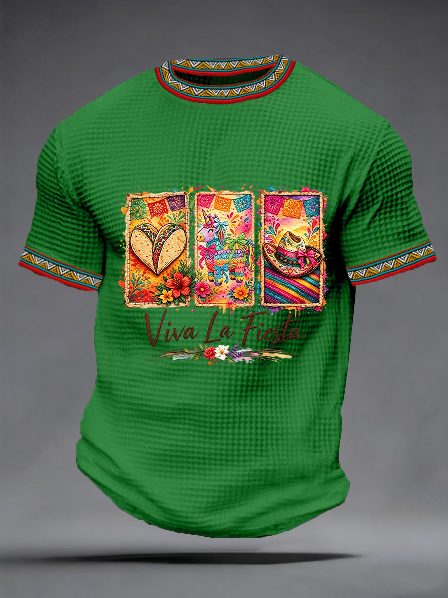 Men's Cinco De Mayo Print Waffle Short Sleeve T-shirt