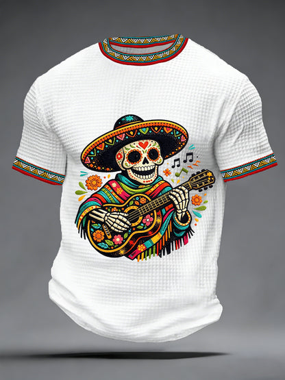 Men's Cinco De Mayo Print  Waffle Short Sleeve  T-shirt