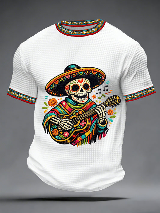Men's Cinco De Mayo Print  Waffle Short Sleeve  T-shirt