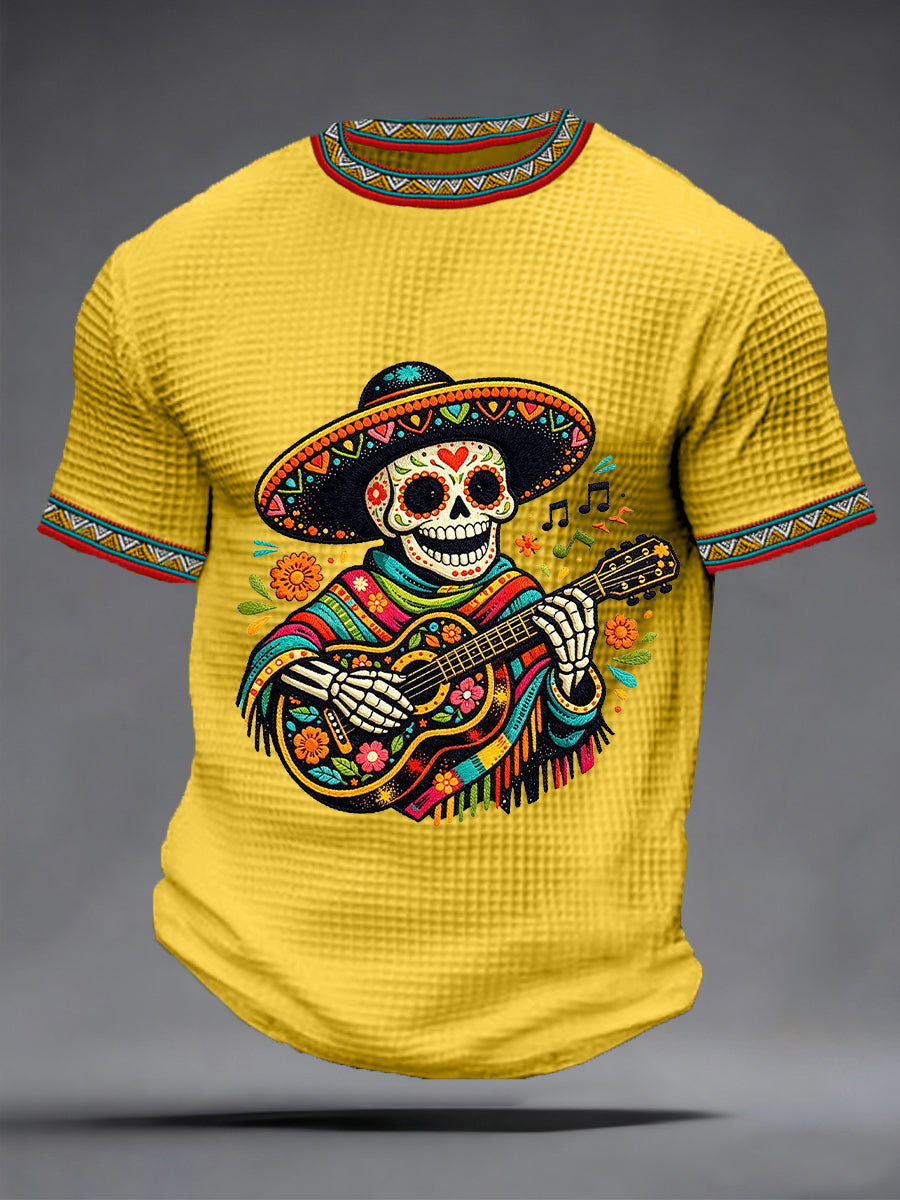 Men's Cinco De Mayo Print  Waffle Short Sleeve  T-shirt