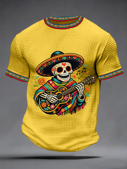 Men's Cinco De Mayo Print  Waffle Short Sleeve  T-shirt
