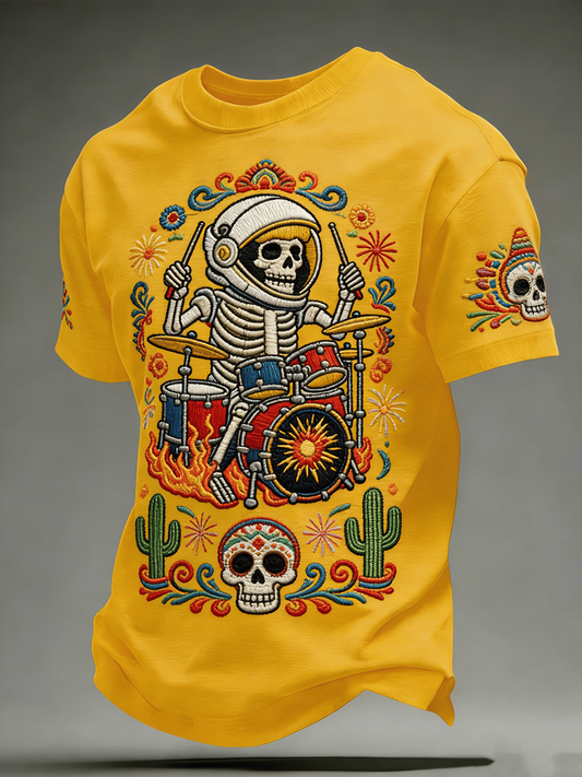 Men's Mexico Art Cinco De Mayo Print Short Sleeves T-shirt