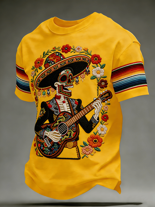 Men's Mexico Art Cinco De Mayo Print Short Sleeves T-shirt