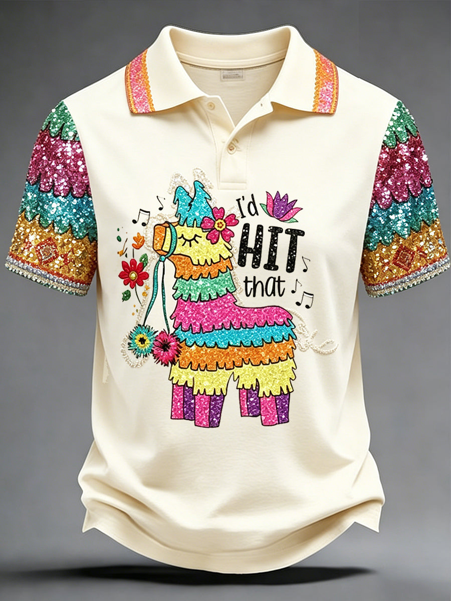 Retro Mexican Cinco de Mayo Art Print Casual Polo Shirt