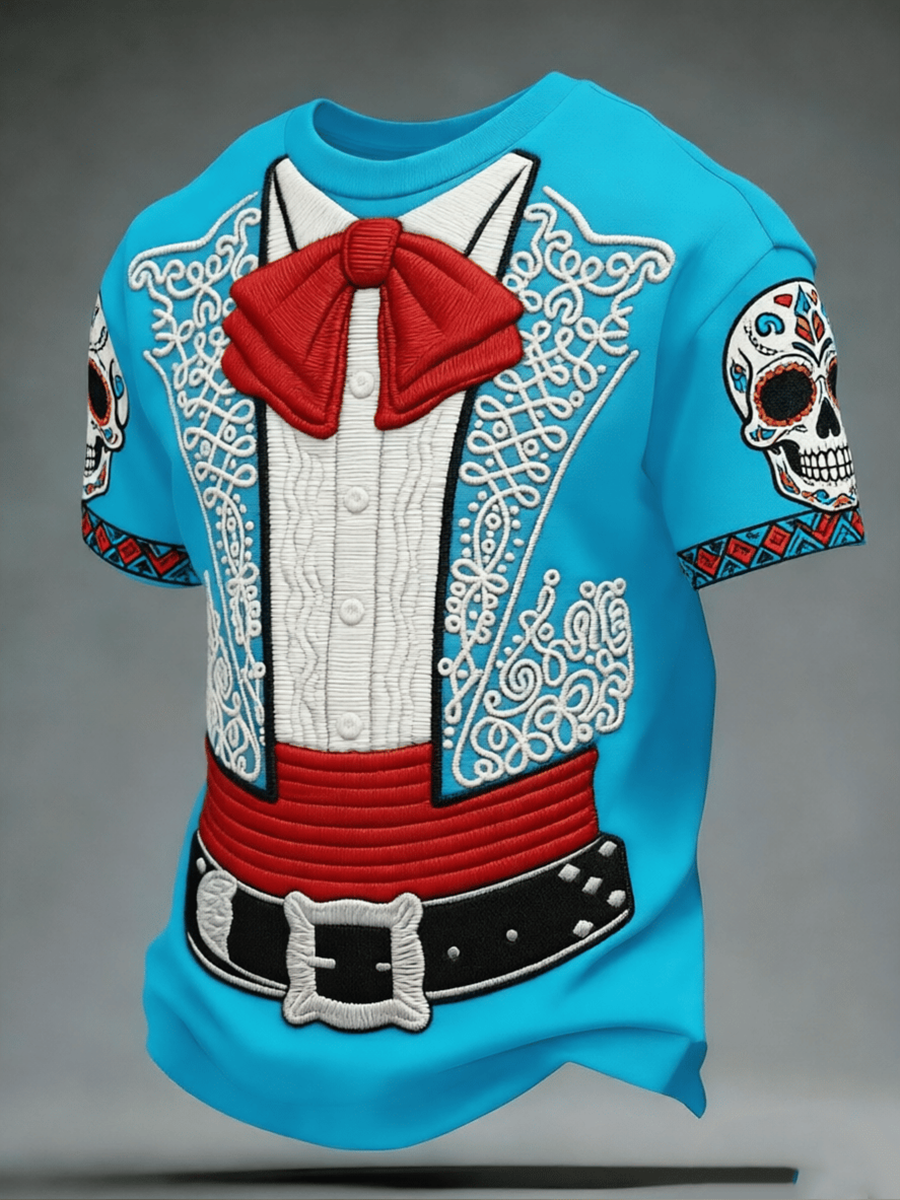 Men's Mexico Art Cinco De Mayo Print Short Sleeves T-shirt