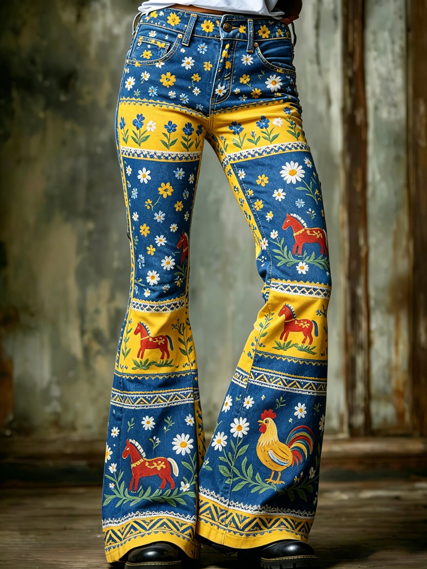 Women's Swedish Midsummer Festival Commemorative Art Print Trousers