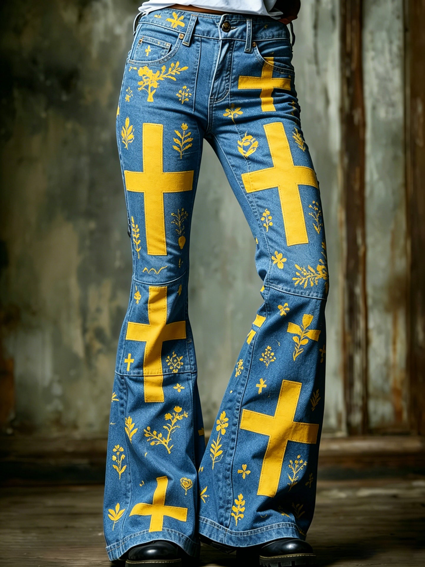 Women's Swedish Midsummer Festival Commemorative Art Print Trousers