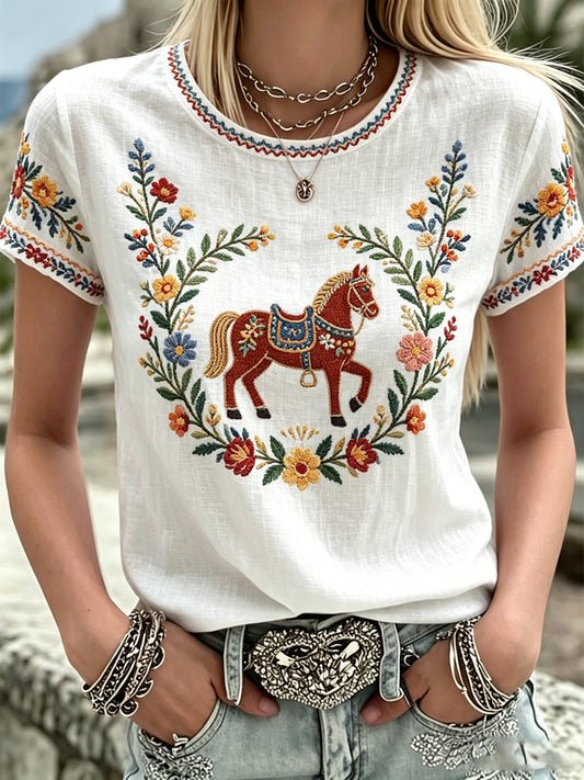 Women's Swedish Midsummer Print Casual T-Shirt