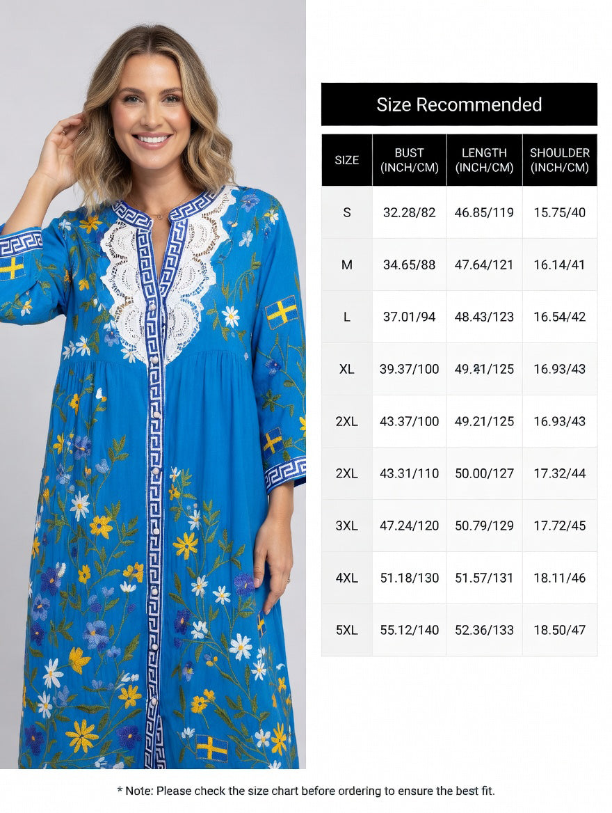 Women's Vintage Midsummer Floral Art Print Casual Cotton-Linen Dress