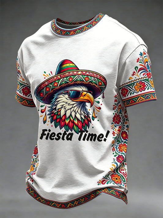 Men's Cinco de Mayo Printed Vintage Fashion Loose Short Sleeve T-Shirt