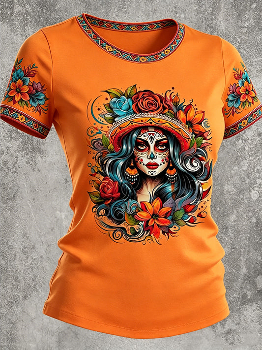 Women's Cinco de Mayo Printed Vintage Fashion Loose Short Sleeve T-Shirt