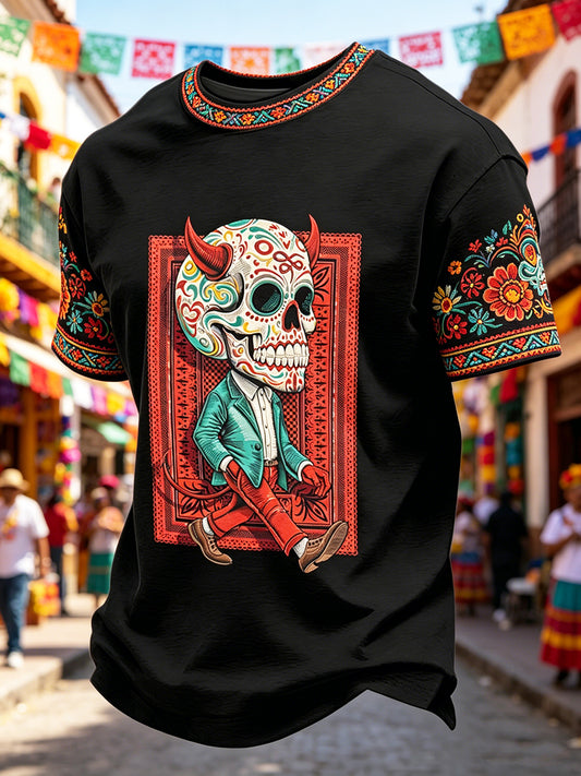 Men's Cinco de Mayo Printed Vintage Fashion Loose Short Sleeve T-Shirt