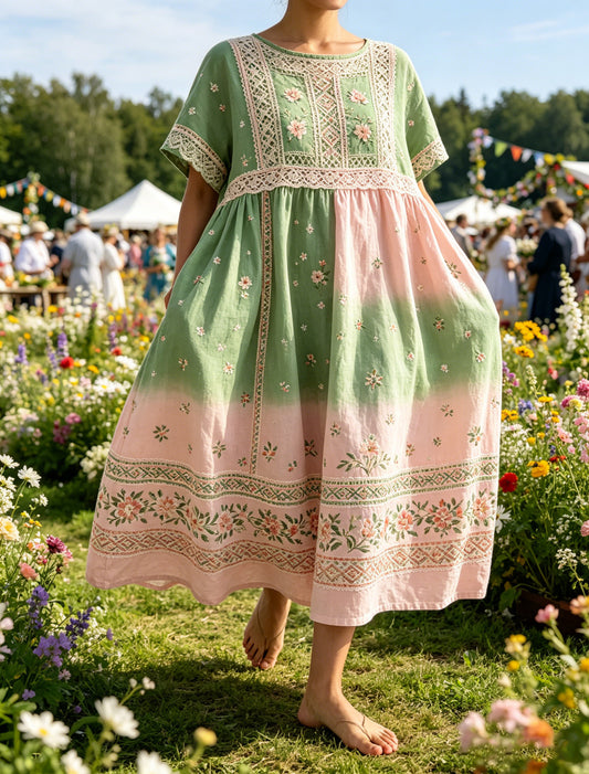 Women's Swedish Midsummer Festival Commemorative Art Print Maxi Dress