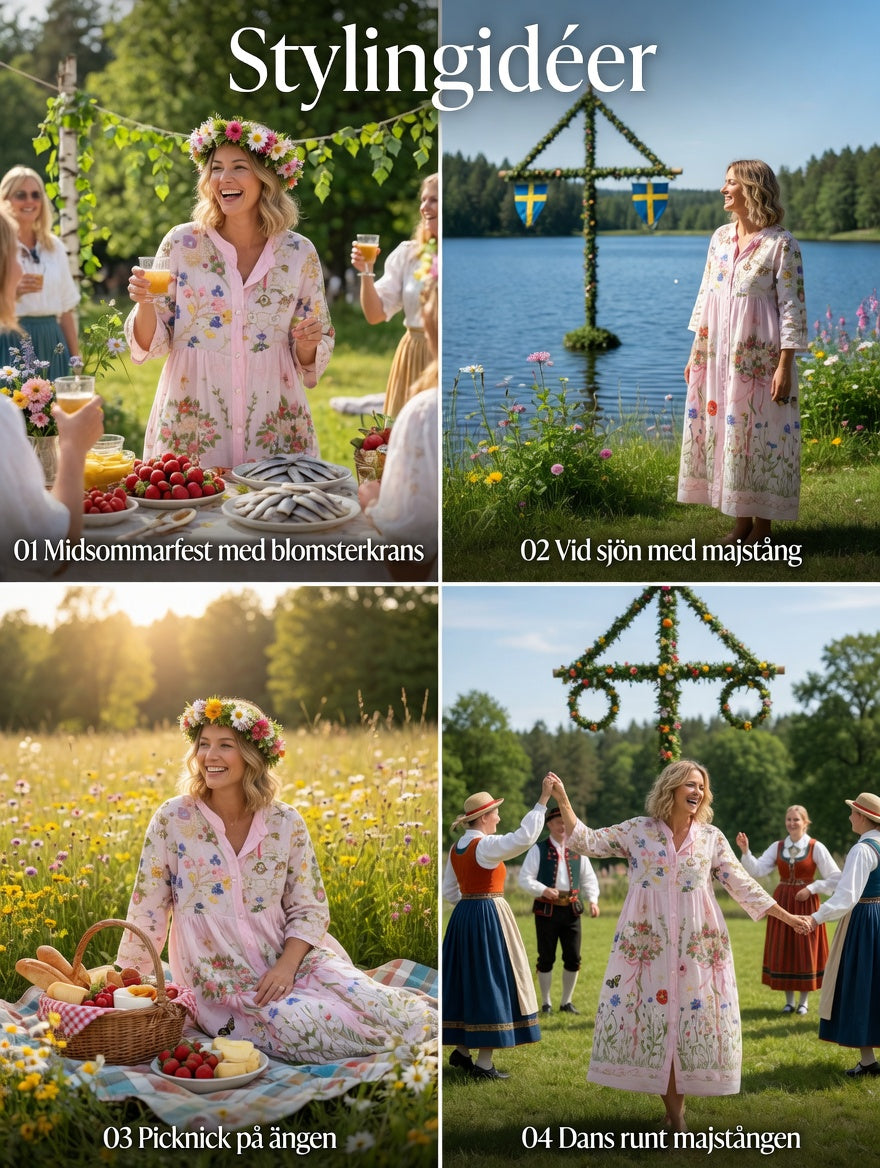 Women's Vintage Midsummer Floral Art Print Casual Cotton-Linen Dress