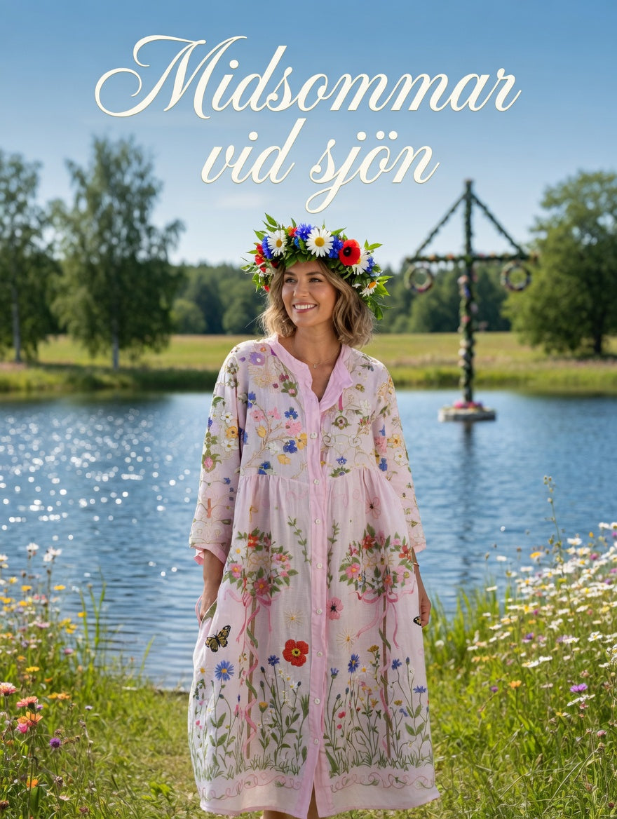 Women's Vintage Midsummer Floral Art Print Casual Cotton-Linen Dress