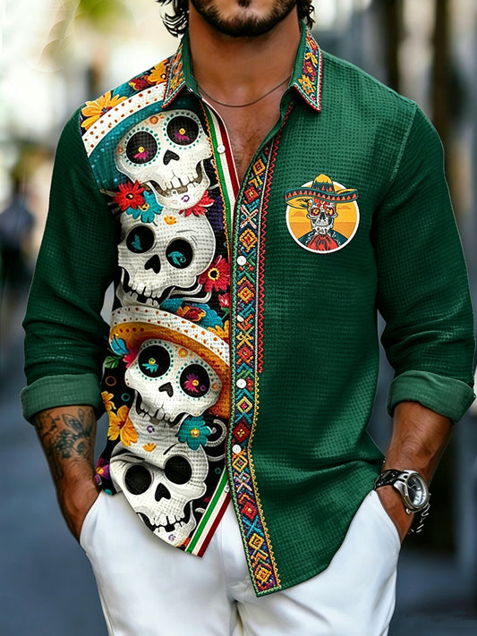 Men's Cinco de Mayo Printed Waffle Long Sleeved Shirt