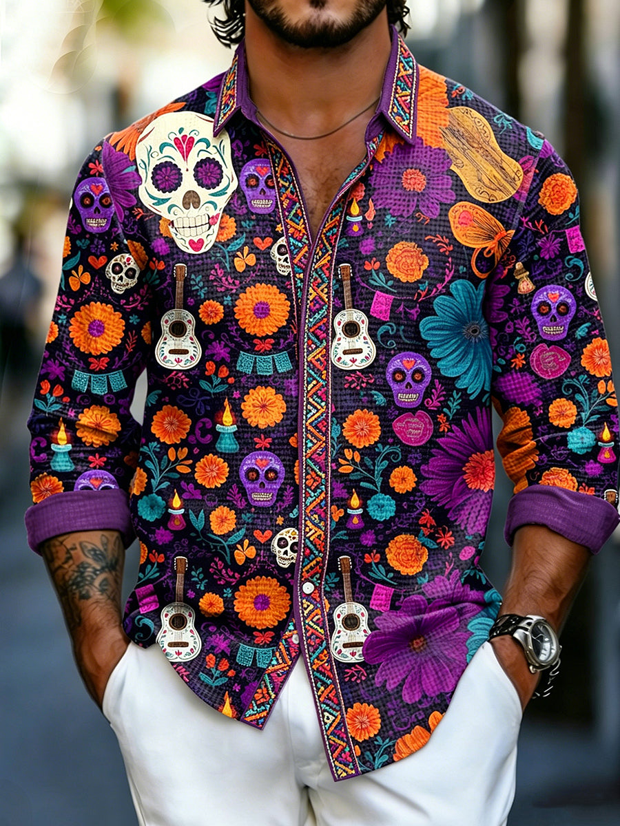 Men's Cinco de Mayo Printed Waffle Long Sleeved Shirt