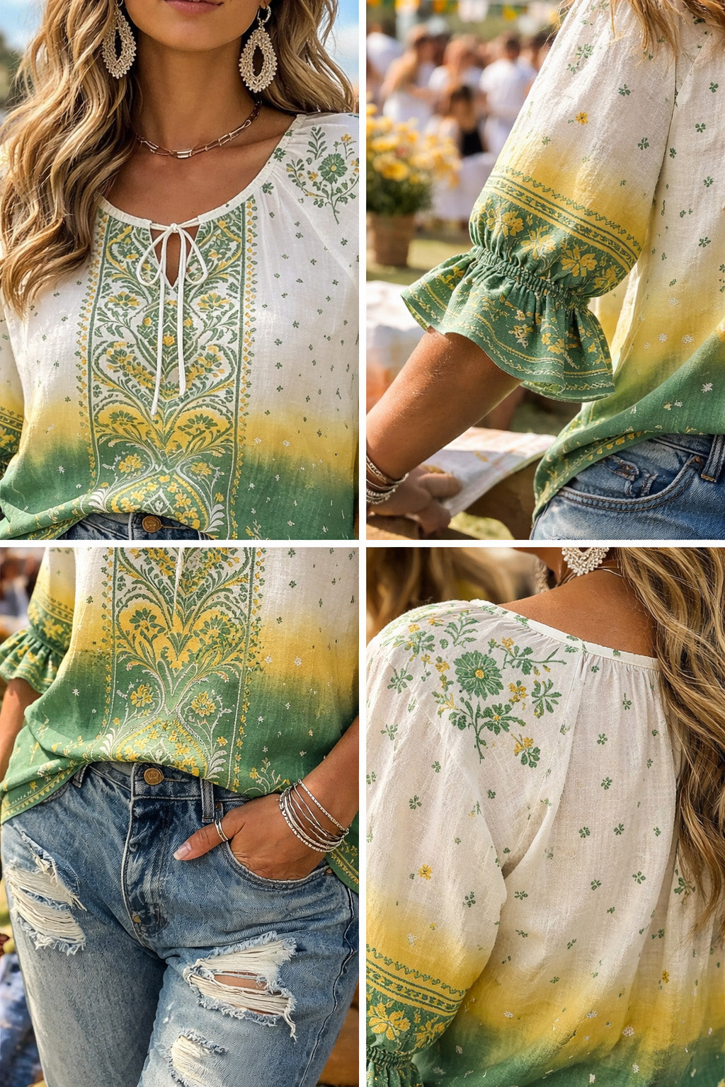 Women's Swedish Midsummer Festival Commemorative Art Print Top