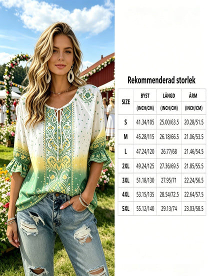 Women's Swedish Midsummer Festival Commemorative Art Print Top