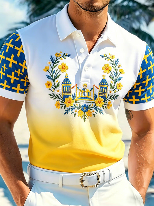 Men's Swedish Midsummer Festival Commemorative Art Print Polo