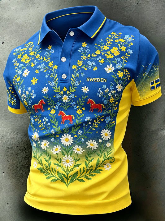 Men's Midsummer Floral Print Polo Shirt